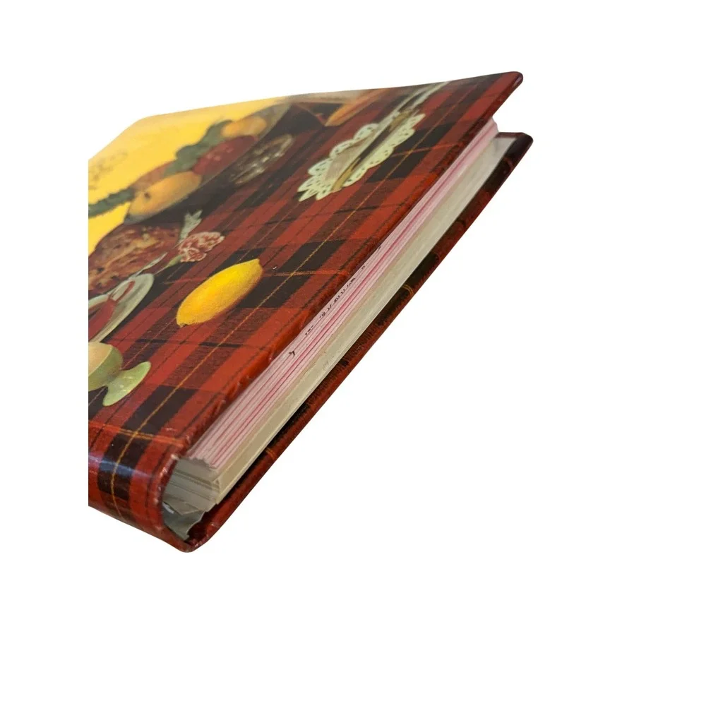 Vintage Cooking Clips Recipe Organizer Binder Mid Century Plaid Spiral Scrapbook